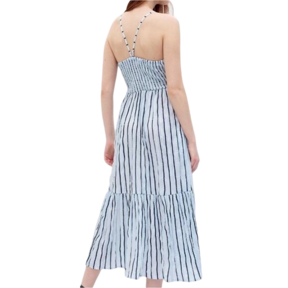 Tie-Front Ruffle Hem Maxi Dress XL Prairie Cottage core Y2K Boho Coastal Cowgirl - Picture 4 of 11